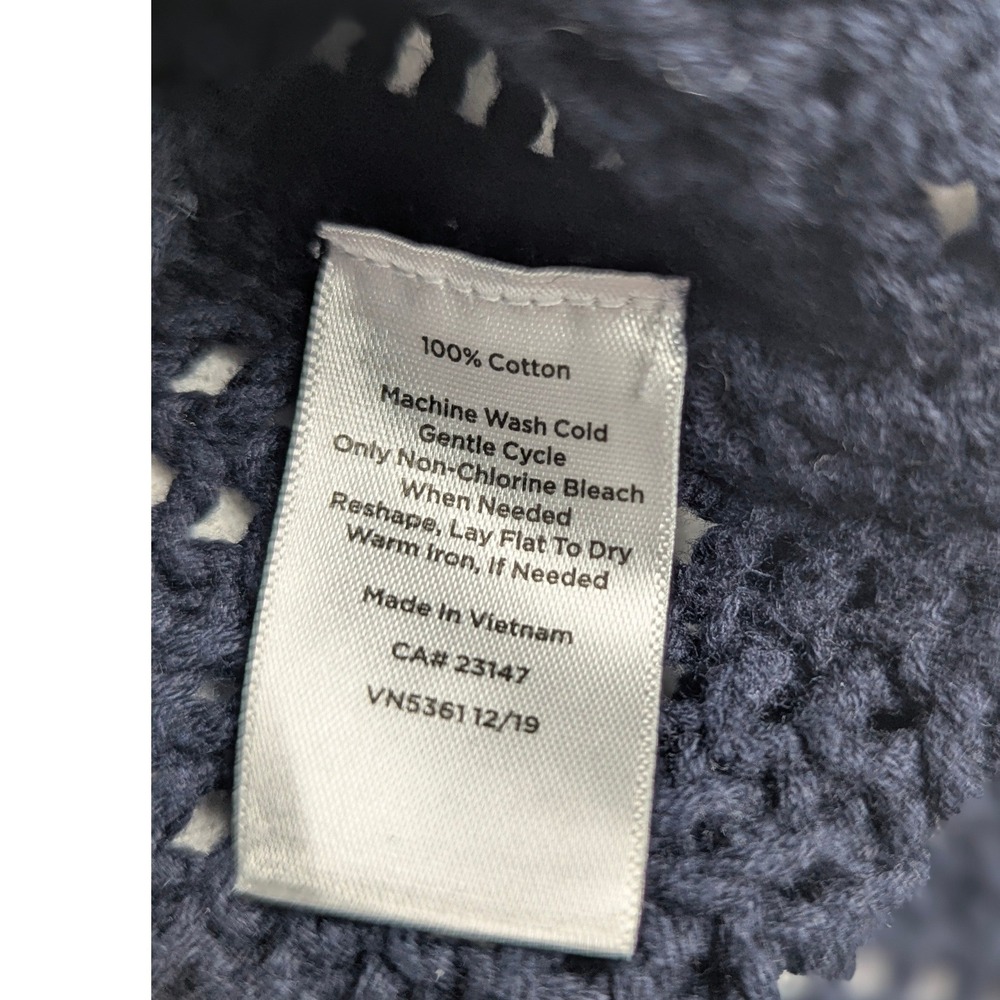 Talbots Plus Womens 3X Navy Blue 100% Cotton Open Knit Ribbed Pullover Sweater - Picture 7 of 12